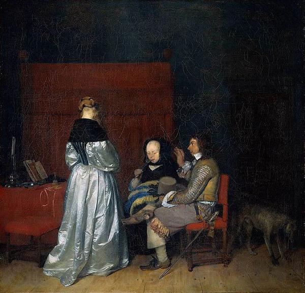 Gerard ter Borch the Younger Three Figures conversing in an Interior, known as The Paternal Admonition Norge oil painting art